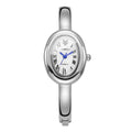 Minimalist Gold Bangle Ladies Watch | Oval Dial Roman Numerals Bangle Ladies Watch Qme Silver White