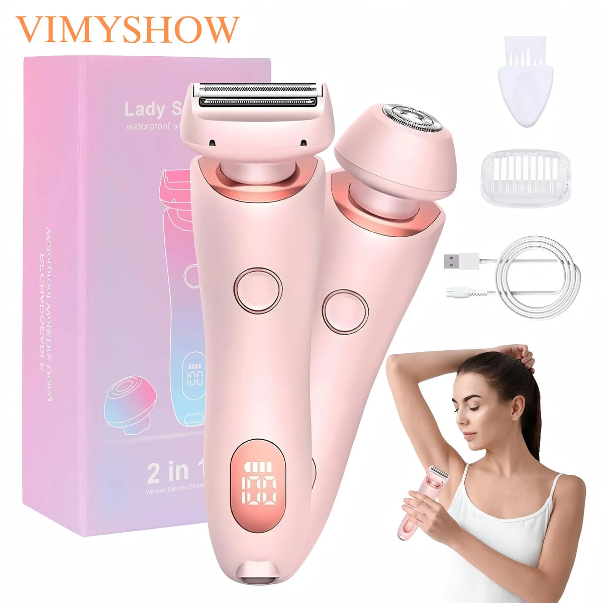 VIMYSHOW 2-in-1 Women's Electric Shaver & Bikini Trimmer Women's Electric Shaver Qst