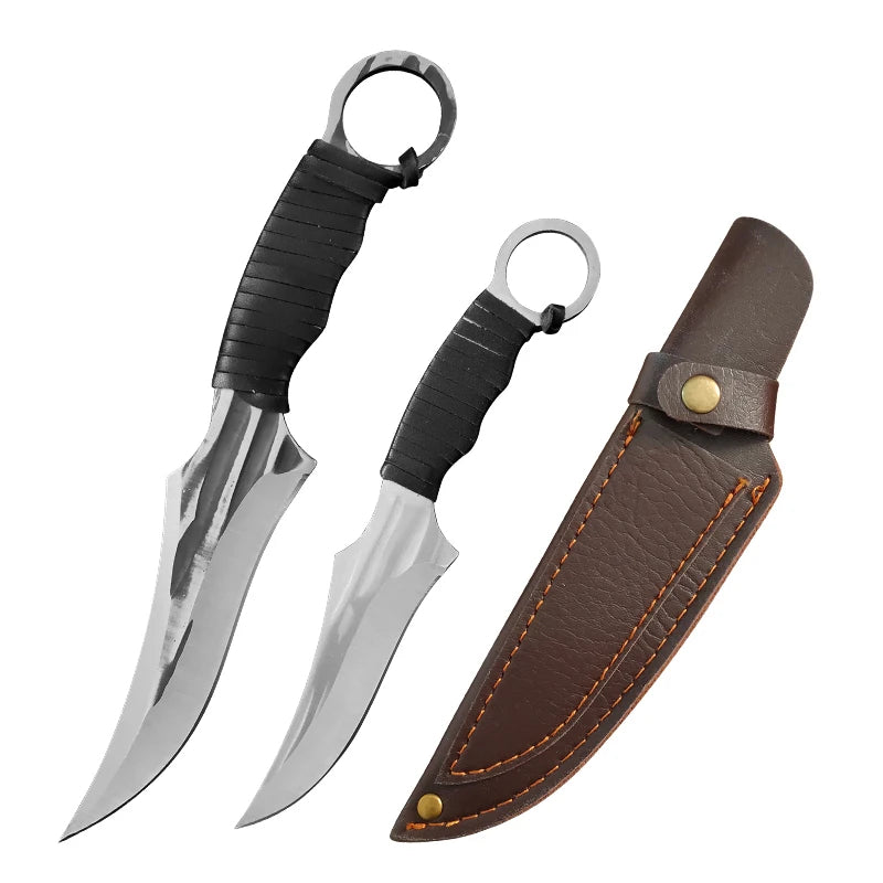 Hand-Forged Full Tang Meat Cleaver & Boning Knife – InLeung Kitchen Cleaver Knife Qst 2PCS knife CD
