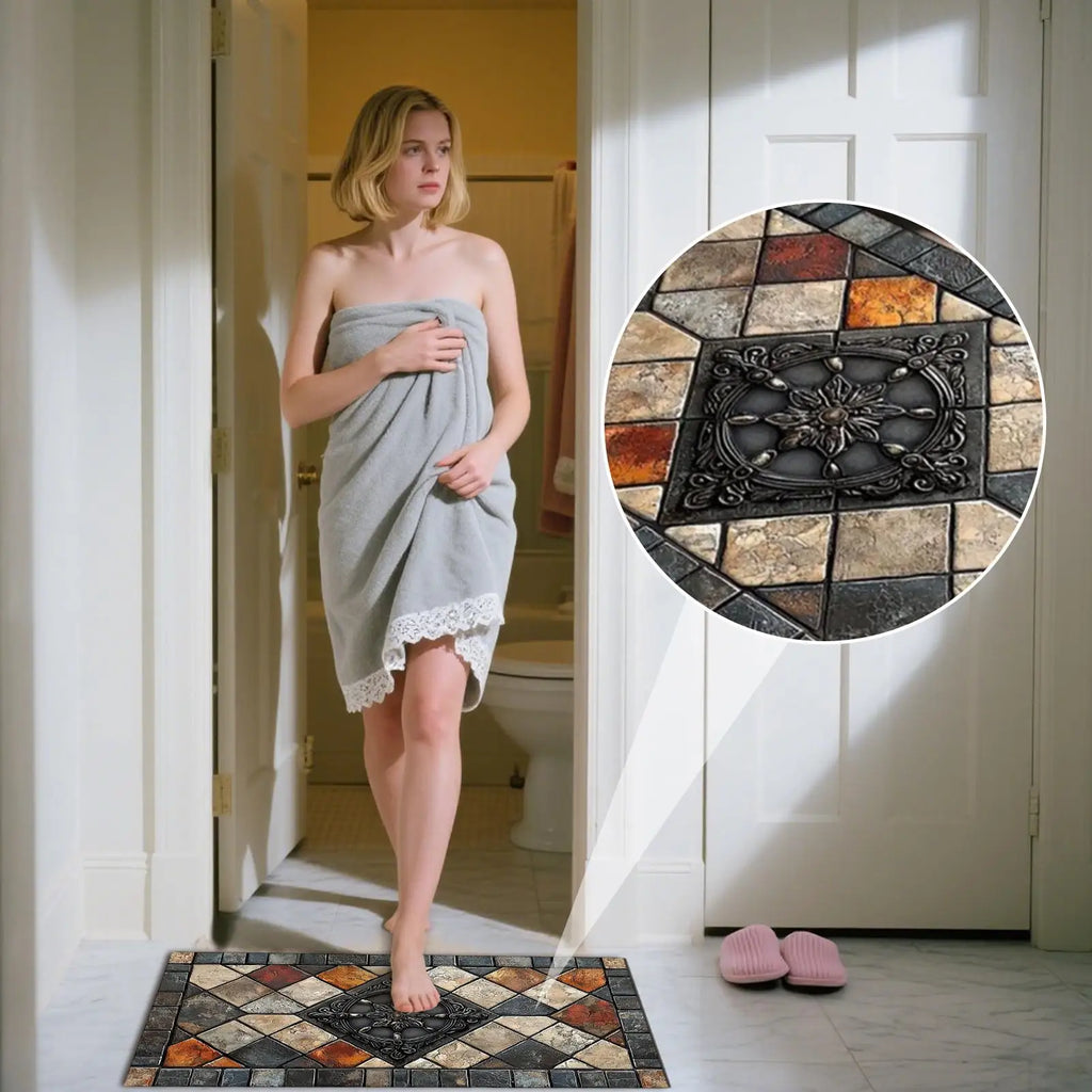 Retro Anti-Slip Kitchen Doormat 20x32 Inch | Soft Polyester Rug Kitchen Floor Mat Qme