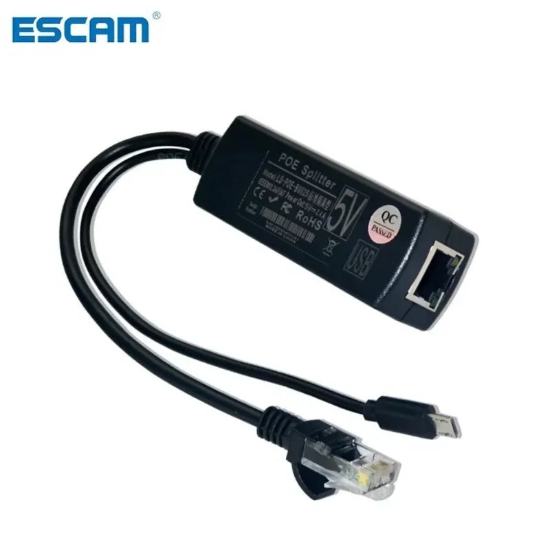 ESCAM 2.5KV Active PoE Splitter 48V to 5V 4A Micro USB – 12W PoE Splitter Qme China Mainland 2pcs Micro USB