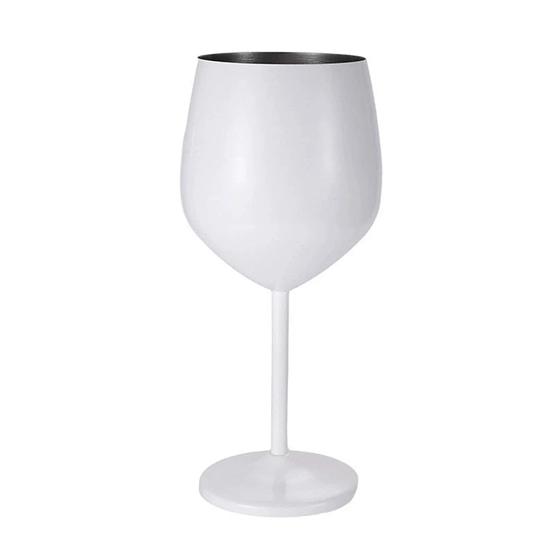 Unbreakable 500ml Stainless Steel Goblet | Wine & Cocktail Glass Stainless Steel Goblet Qst White 500
