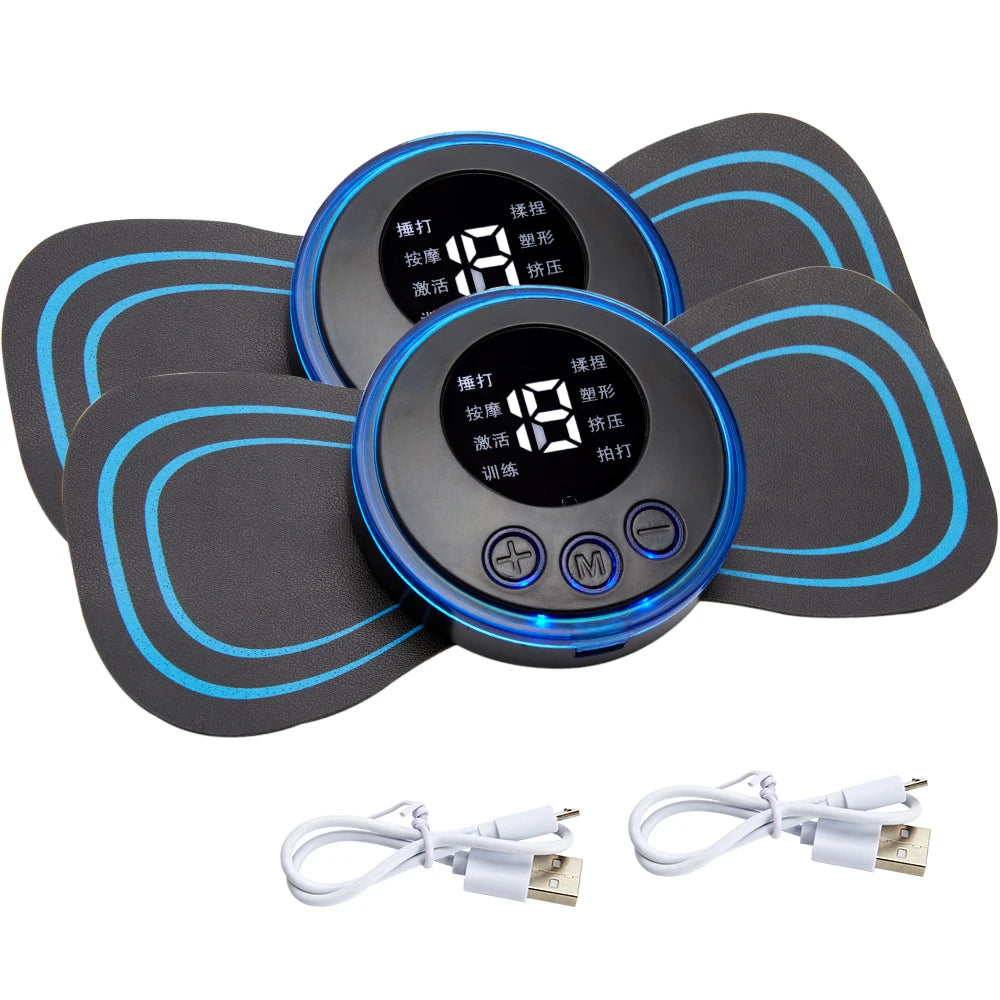 EMS Neck & Shoulder Massager – 8 Modes, Rechargeable Patch Electric Neck Massager Qst 2 set