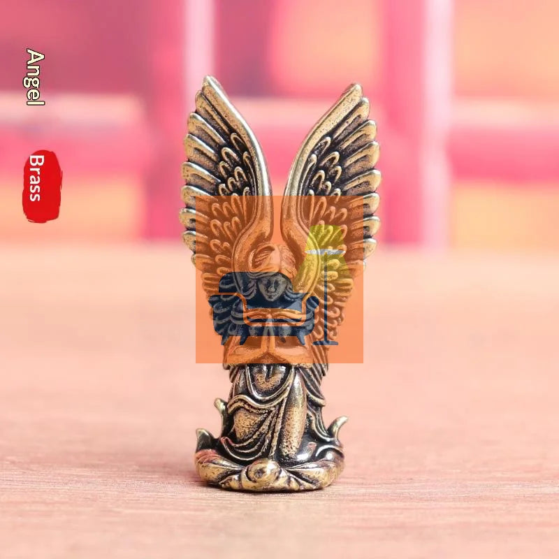 Brass Guardian Angel Goddess Small Statue – Desk Ornament Brass Figurine Statue Qme Default Title