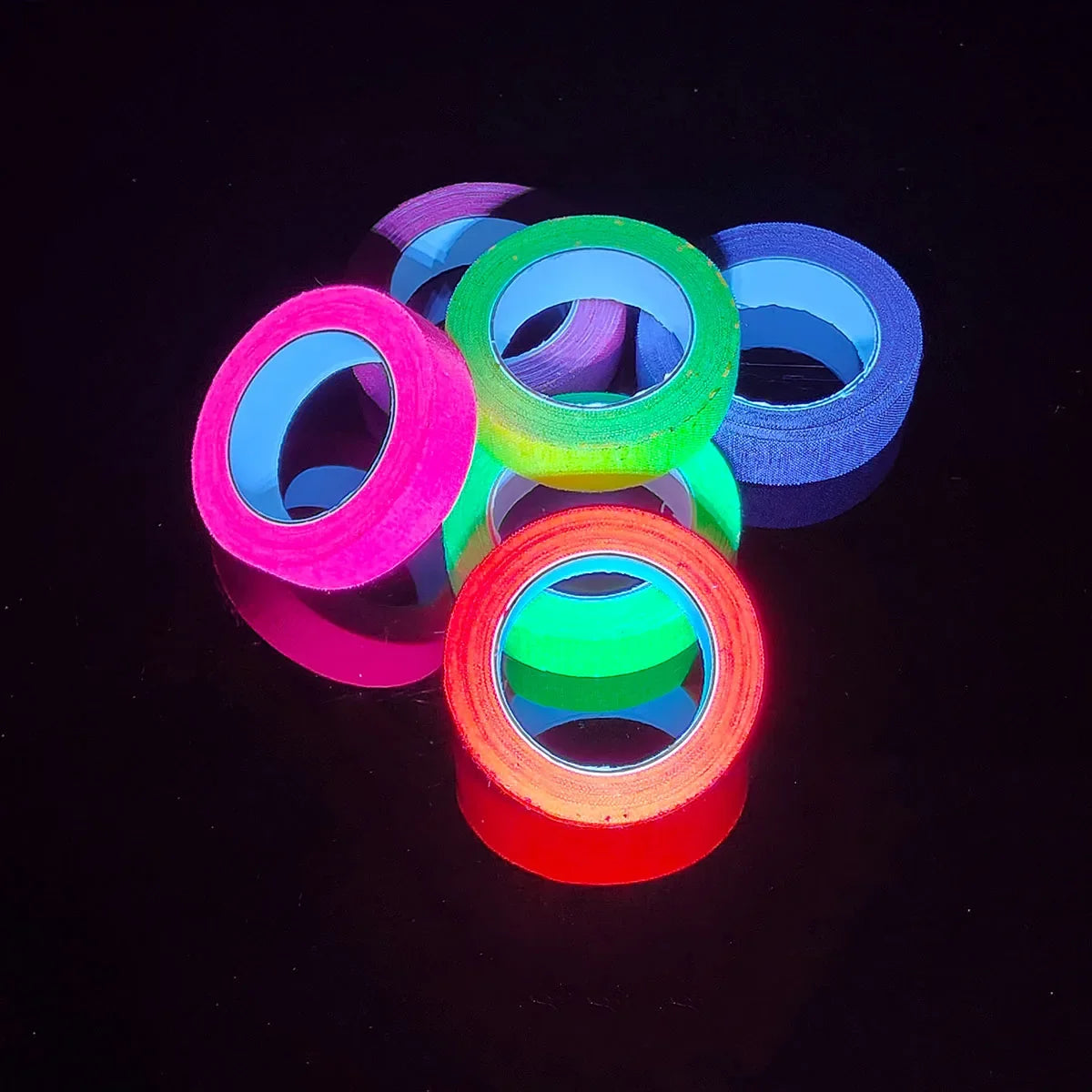 6-Pack Neon Fluorescent UV Reactive Tape – 6 Vibrant Colors Neon Craft Tape Qme