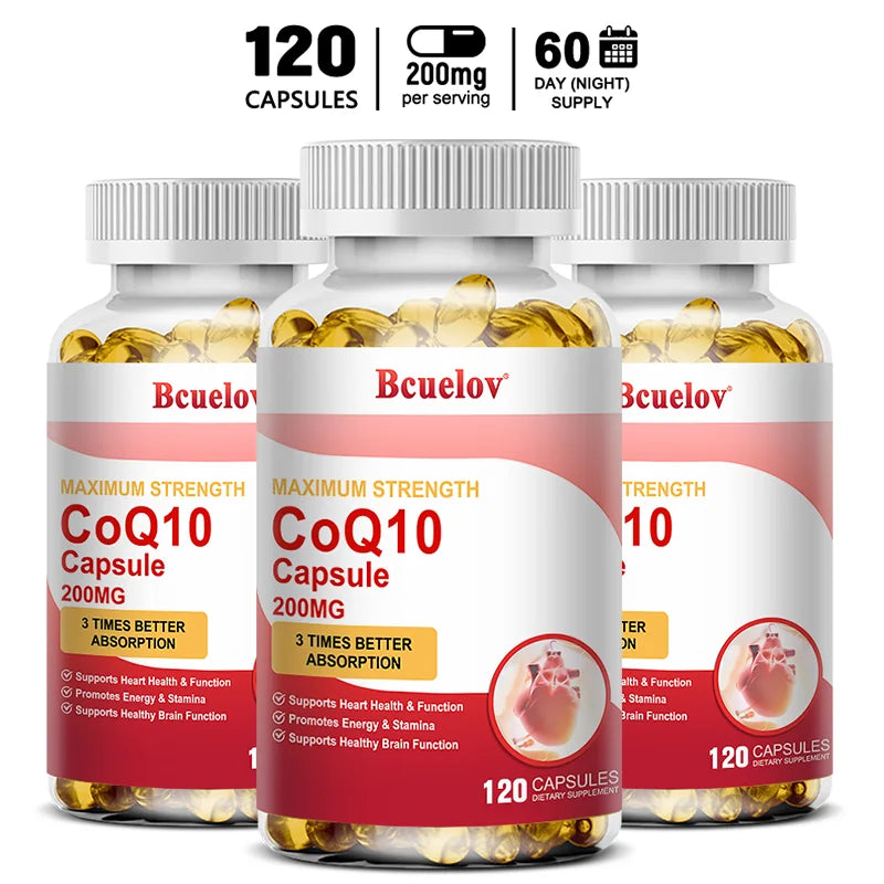 STRESSXCEL CoQ10 Capsules – Cellular Energy & Heart Support CoQ10 Supplement Qst 120 count-3 bottle