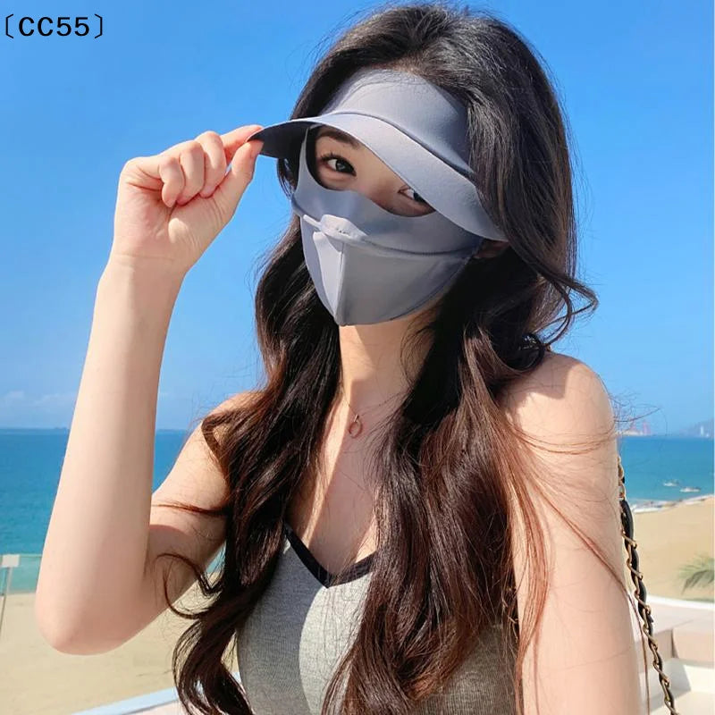 Ice Silk UPF50+ Full Face Sun Mask – UV & Neck Coverage Sun Protection Mask Qst