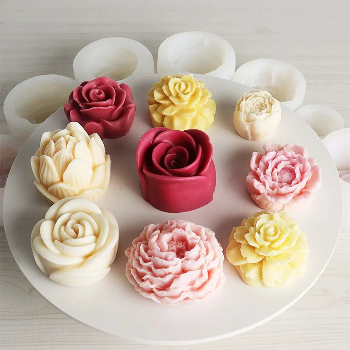 Lotus Flower Silicone Mold for Candles, Soap & Resin Silicone Craft Mold Qme