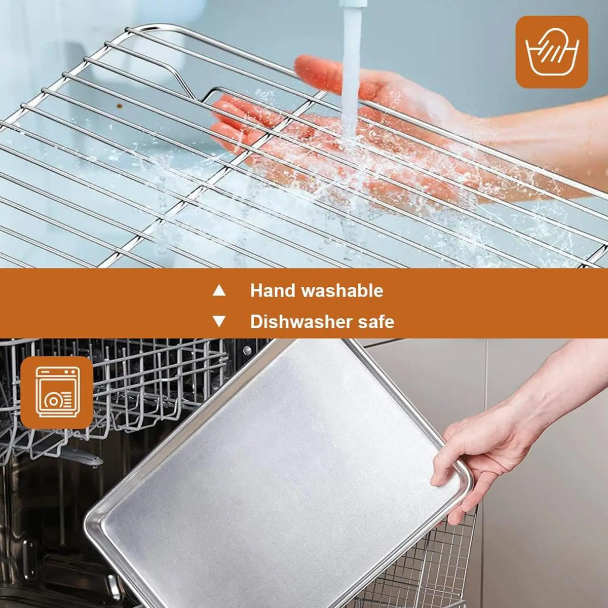 Stainless Steel Baking Pans & Cooling Rack Set – Non-Stick Baking Pan Set Qme