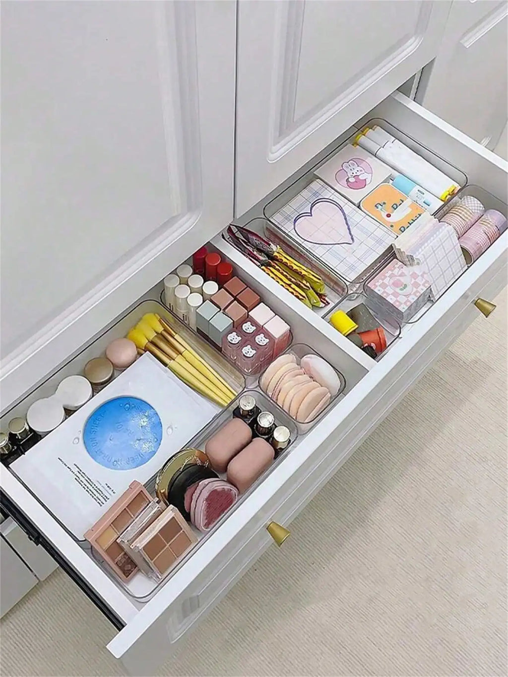 Transparent Cosmetics Storage Box – Modular Compartment Organizer Cosmetics Storage Box Qme
