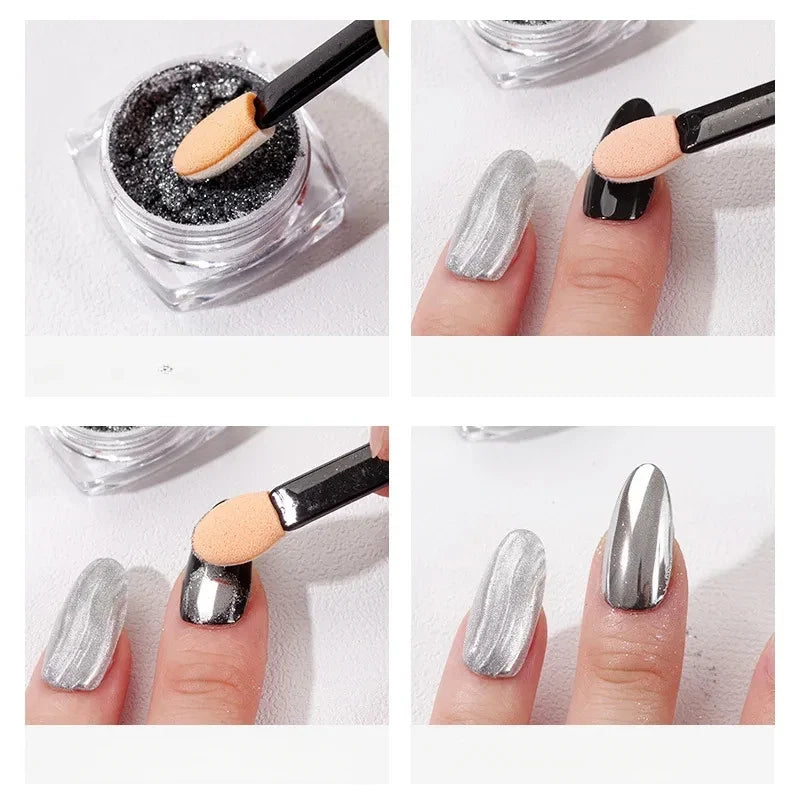 Double Ended Sponge Nail Art Powder Brush | Manicure Tool Nail Art Brush Qme