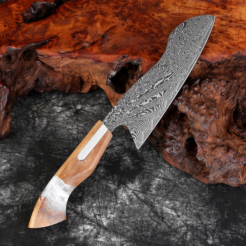 Xituo 7" Damascus Santoku Knife – Sharp Professional Chef Knife Damascus Santoku Knife Qst