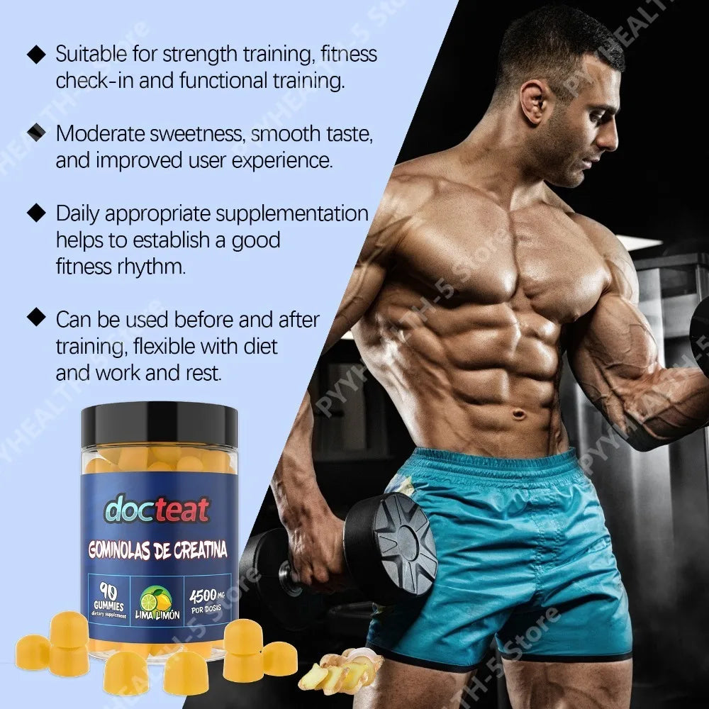 Docteat Creatine Gummies 4500mg – Lime Lemon Monohydrate Creatine Supplement Qst