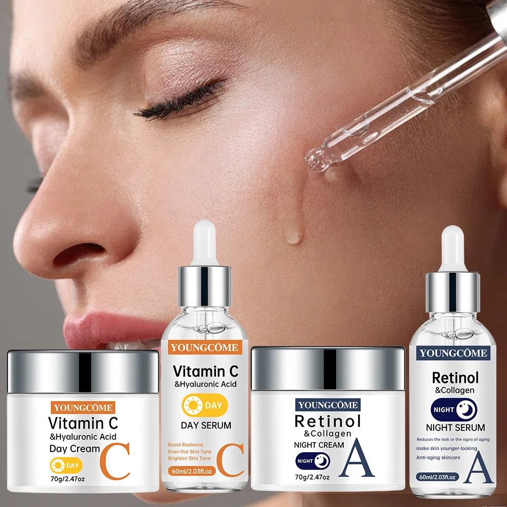 YOUNGCOME Vitamin C Toner & Cream Set – Moisturize & Smooth Facial Skincare Set Qst