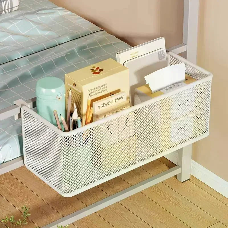 Bedside Hanging Storage Basket – Metal Space-Saving Organizer Hanging Storage Basket Qme