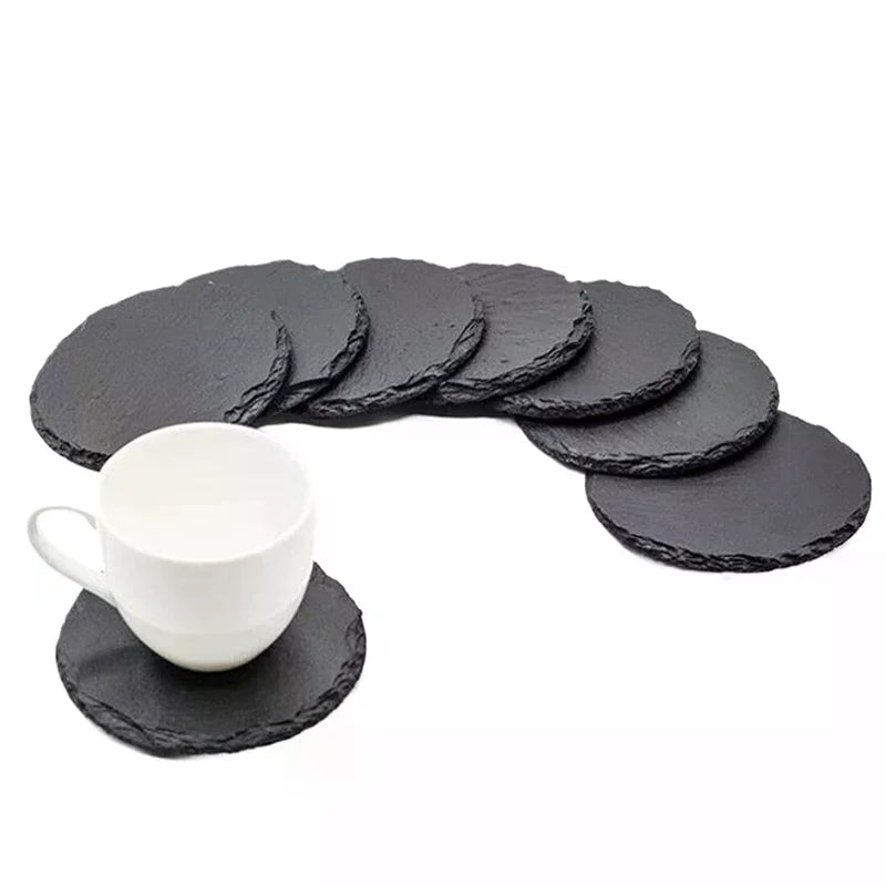 Japanese Slate Stone Reusable Drink Coaster | Decorative Kitchen Drink Coaster Qme