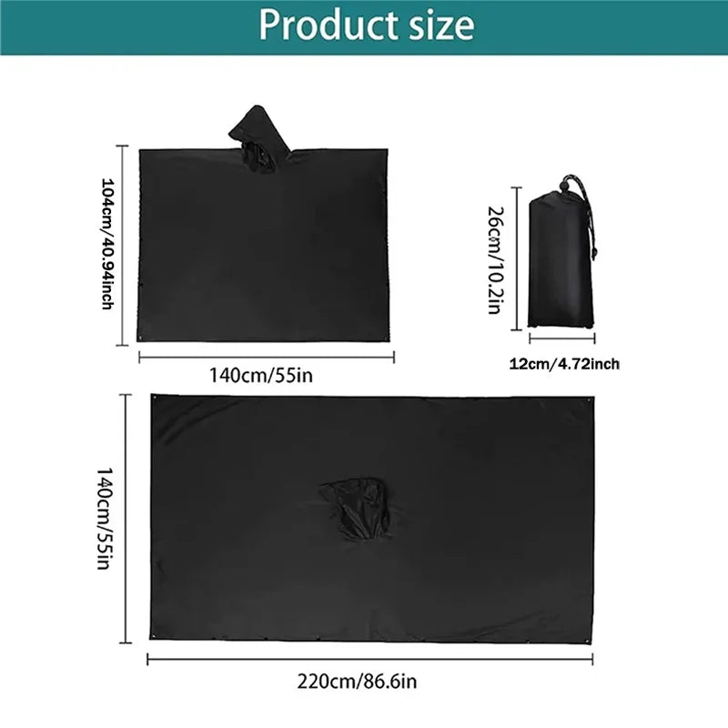 3-in-1 Waterproof Military Rain Poncho for Camping & Hiking Waterproof Rain Poncho Qst