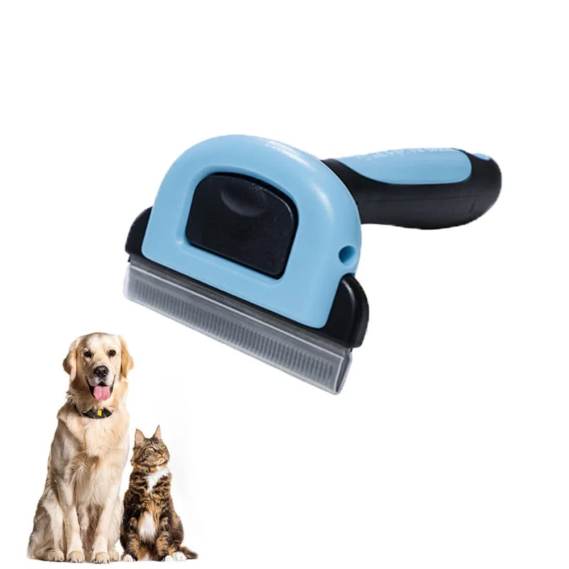 Pet Deshedding Comb for Cats & Dogs – Easy-Clean Grooming Tool Pet Grooming Comb Qme Blue