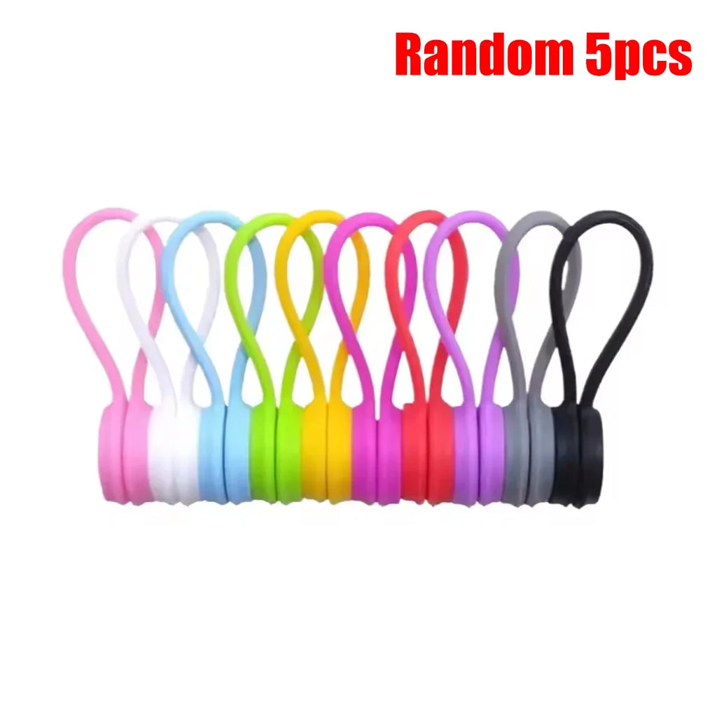 5-Pack Reusable Magnetic Silicone Cable Ties – Cord Organizer Cable Tie Organizer Qme 5pcs