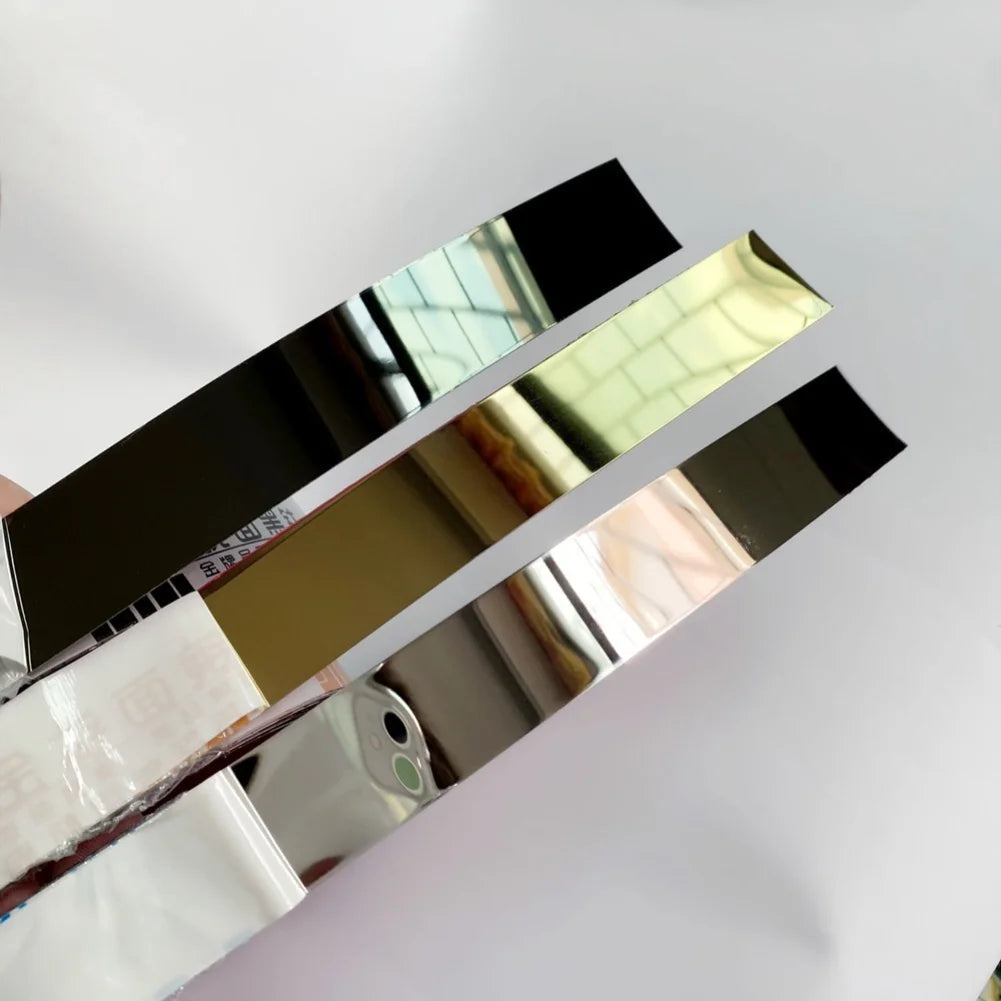 Gold Stainless Steel Decorative Wall Strip Sticker | Mirror Lines Decorative Wall Strip Qme