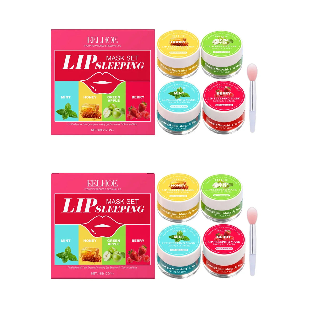 Qme Lip Sleeping Mask – Moisturizing, Non-Sticky, 4 Flavors Lip Sleeping Mask Qme 2sets boxed