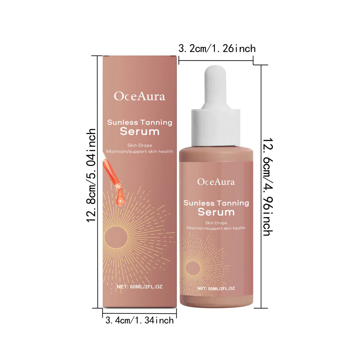 OceAura 60ml Sunless Tanning Serum – Bronzer & Moisturizer Self-Tanning Serum Qst