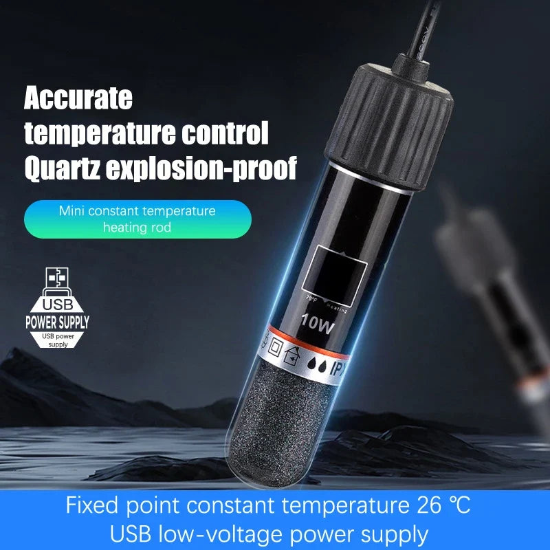 USB Mini Aquarium Heater 26°C Constant Temp – Small Fish Tank Aquarium Heater Qme