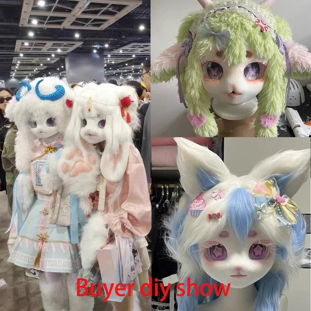 Kigurumi Cat Head Skull Base Mask – DIY Fursuit Cosplay Costume Mask Base Qme
