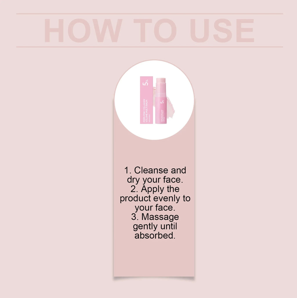 Collagen Pink Multi Balm Face Stick – Deep Moisturizing 10g Face Balm Stick Qst