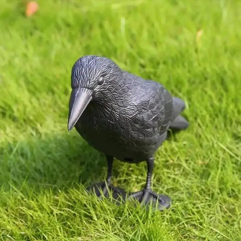 Realistic Crow Decoy Bird Deterrent – Weatherproof Garden Prop Bird Deterrent Decoy Qme