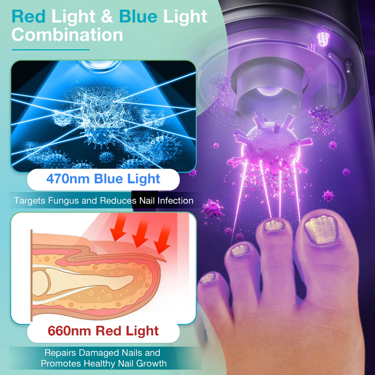 KTS Wireless Nail Laser Device 36 LED 470nm 660nm – 2000mAh Nail Laser Device Qst