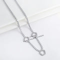 Cubic Zirconia Five-Petal Flower Charm Necklace | 3 Colors Charm Pendant Necklace Qme Silver
