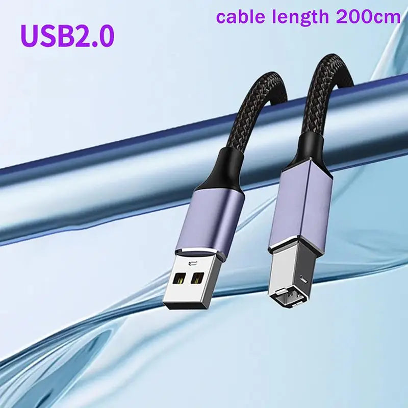 USB-C to USB-B 2.0 Braided Printer Cable | High-Speed 480Mbps USB Printer Cable Qme B3