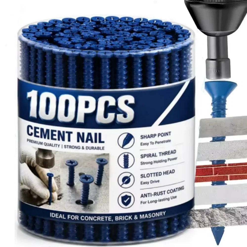 100-Pack Countersunk Masonry Screws | Heavy-Duty 4.8x32mm Masonry Screws Qme