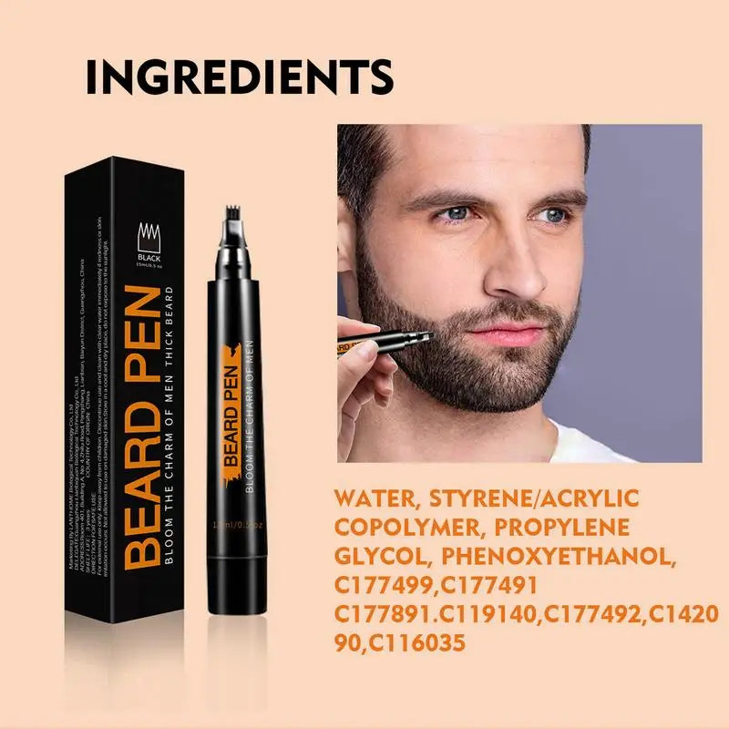 Beard Filler Pen for Men – 4-Tip Detailing, Black & Brown Beard Filler Pen Qme