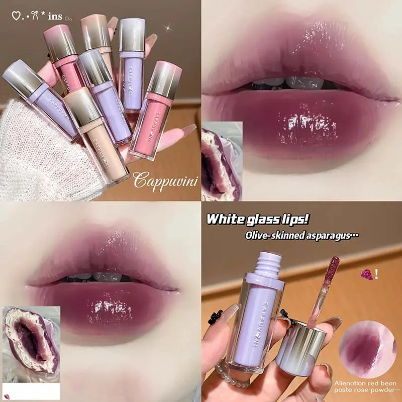 Strawberry Lip Gloss Glass Mirror Shine Tint – Hydrating, Long Lasting Lip Gloss Tint Qme