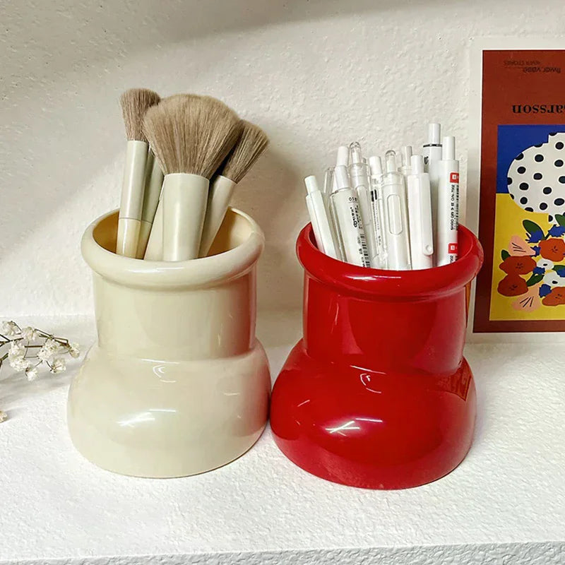 Red Boots Christmas Desk Organizer & Pen Holder Desk Organizer Qme