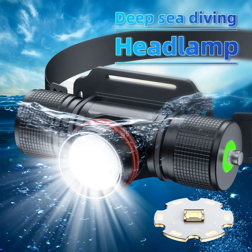 Scuba Diving Headlamp 10000LM IPX8 Waterproof LED 40M Torch Dive Headlamp Qst