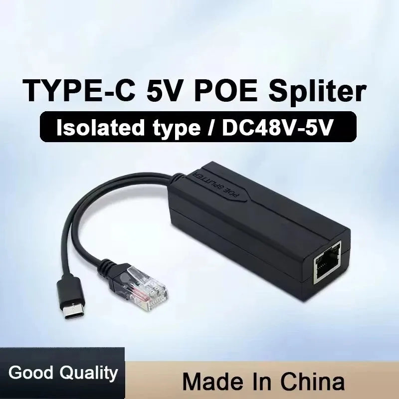USB-C PoE Splitter 48V to 5V 100/1000Mbps | Gigabit Network PoE Splitter Qme