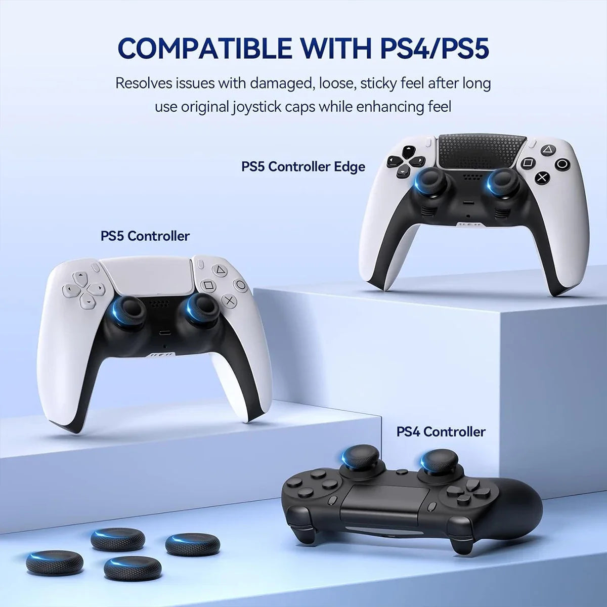 10 Silicone Thumb Grips for PS5 & PS4 Controllers – 5 Colors Controller Thumb Grips Qme