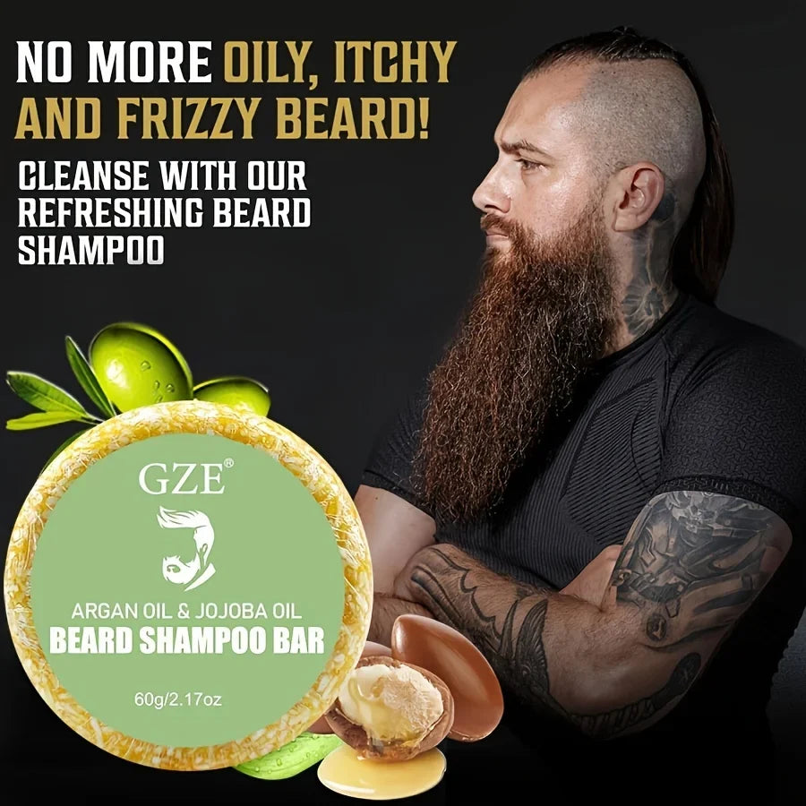 GZE Beard Wash & Conditioner Soap – Argan & Jojoba Oils Beard Wash Soap Qme