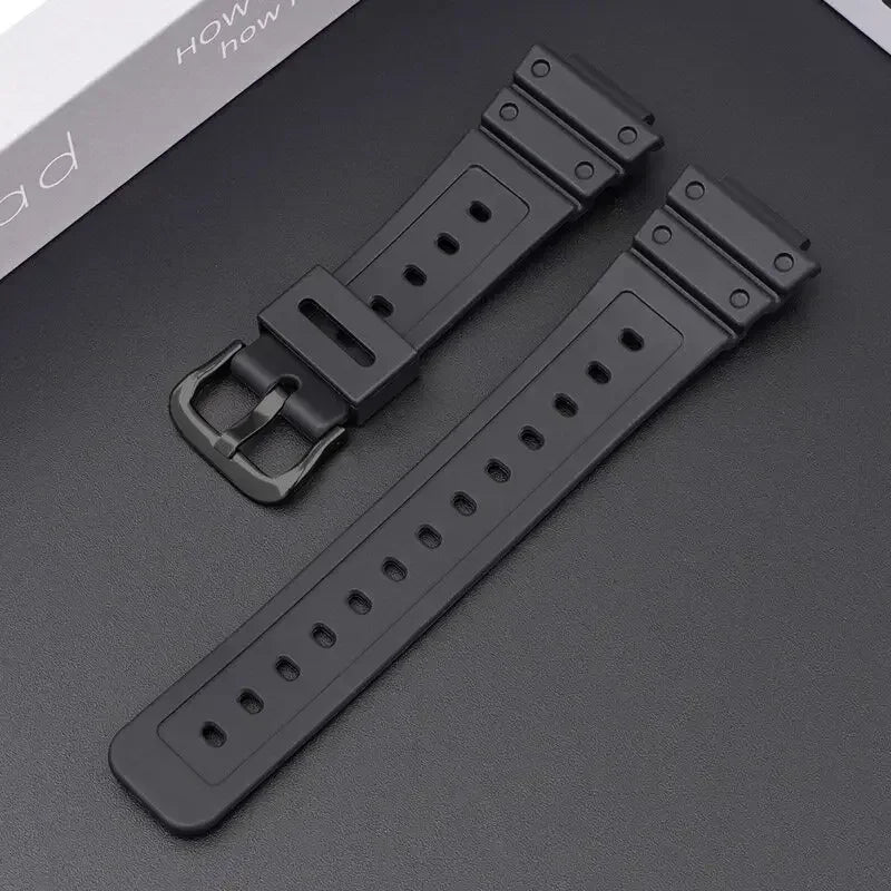TPU Sport Watch Band for Casio DW-5600 DW5000 GA2100 Casioak Watch Band Qme Black Black