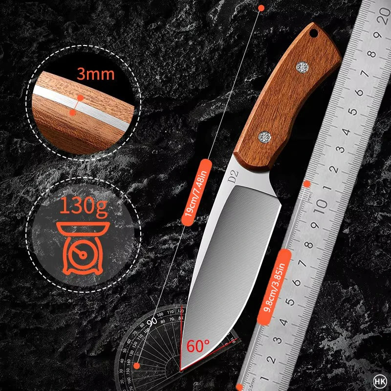 PLYS Forged Stainless Steel Camping Multi-Purpose Knife + Sheath Camping Fixed Blade Knife Qst