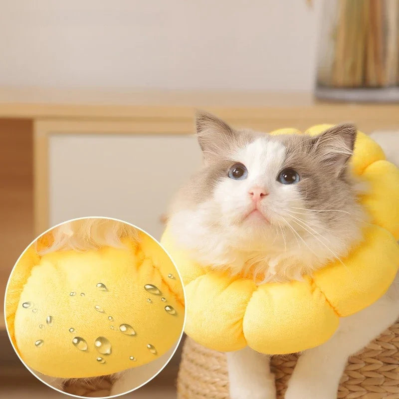 Sunflower Soft Plush Elizabethan Collar for Cats & Dogs Pet Recovery Collar Qme