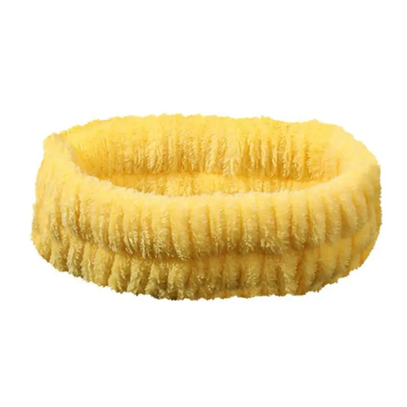 Women's Soft Coral Fleece Headband for Washing Face & Makeup Hair Headband Qst Yellow