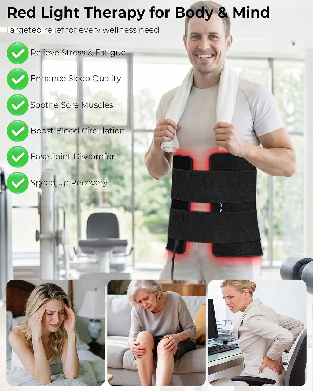 Red Light Therapy Mat 380 LEDs 660nm 850nm – Full Body Pad Light Therapy Mat Qst