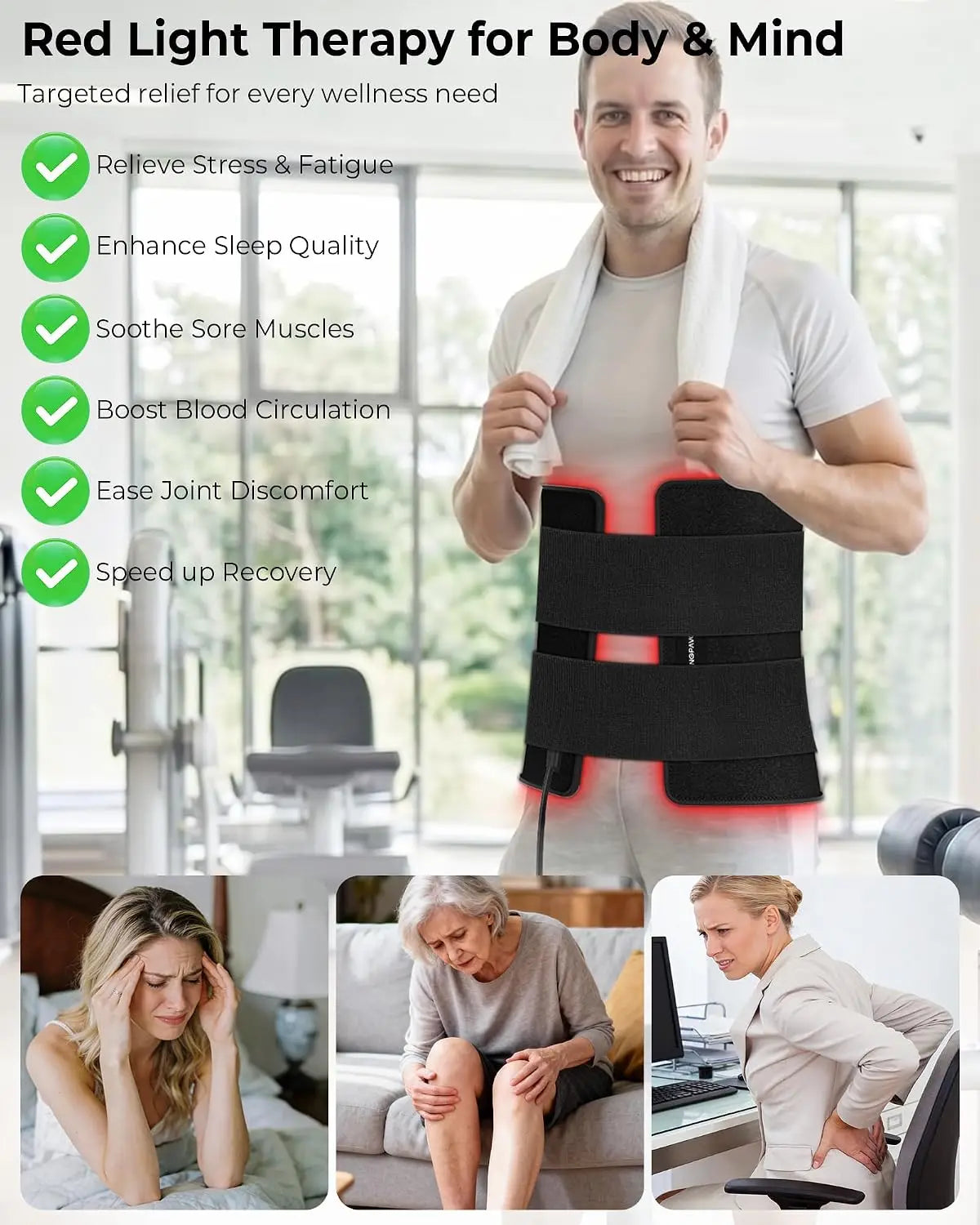Red Light Therapy Mat 380 LEDs 660nm 850nm – Full Body Pad Light Therapy Mat Qst
