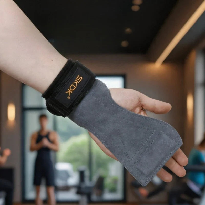 Cowhide Leather Wrist Guards Palm Support – Gym Strength Training Wrist Training Guards Qme