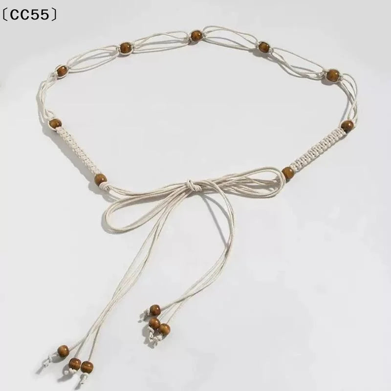 Women's Thin Vintage Knotted Canvas Waist Belt for Dresses Women's Waist Belt Qst