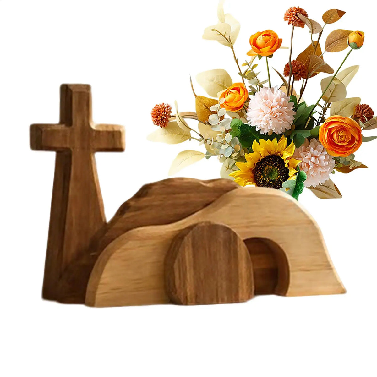 Wooden Empty Tomb Easter Tabletop Ornament – 9" Decor Easter Tabletop Decor Qme